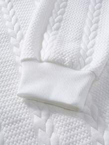 EGENSIO 男士休闲纹理针织套头卫衣套装 - 白色 - 查看 7