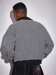 ROMWE MEN Street Life Men's Geometric Print Drop Shoulder Zip Front Casual Jacket - Multicolor - View 3