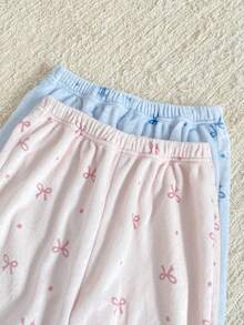 Teen Girls Plush Bowknot Warm Soft Casual Pajama Pants, & Elegant, Comfortable Flannel Cartoon Print Long Trousers Pajama Pants For Girls Girls Fuzzy Pants Sleepwear Girls Bow Print Pajama Pants Girls Lounge Pants Sleep Wear Girls Bow Print Pajama Bottoms Fluffy Pajama Pants Fuzzy Pajamas Pants Girls Lounge Wear - Multicolor - View 5