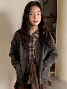 Dazy Kids Tween Girls V-Neck Solid Color Cardigan