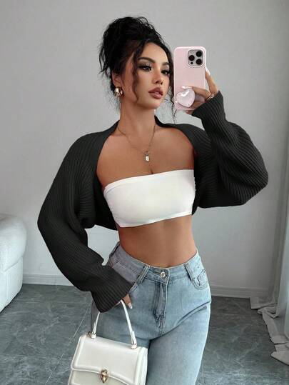 Islaluna Dam Casual Enfärgad Beskuren Lös Kofta, Höst