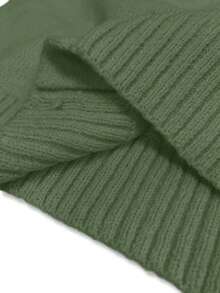 Franclia Button Decor Off Shoulder Solid Color Elegant Long Sleeve Sweater - Army Green - View 7