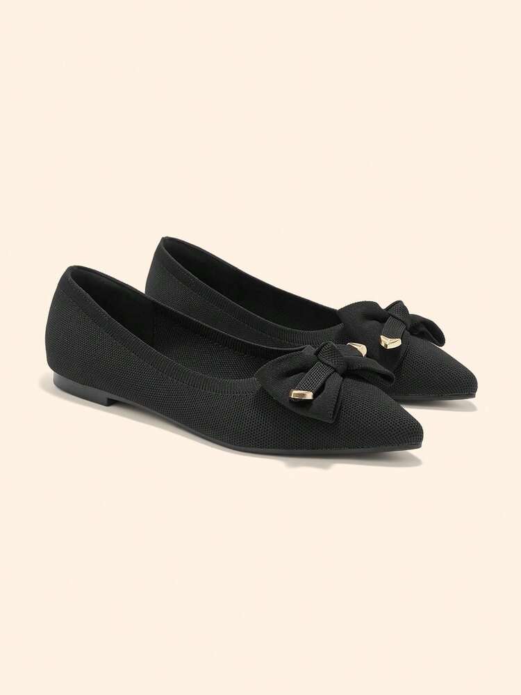 CUCCOO BASICS Women's Pointed Toe Bow Decor Fashion Casual Slip-On Flats For Christmas