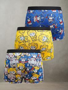 Transformers X SHEIN 男童舒适、柔软、可爱卡通机器人印花平角内裤 - 彩色 - 查看 2