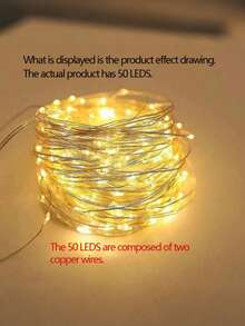 1pc Solar Fairy Lights Outdoor, Copper Wire LED Light String, Holiday Party Garden Decoration Light - Multicolor - View 9