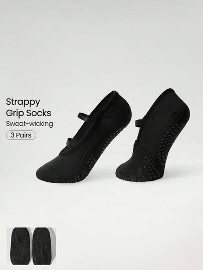 GLOWMODE GLOWMODE 3 Pairs Yoga & Pilates Non-Slip Grip Socks With Seamless Toe Construction Yoga Daily