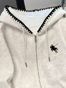 Resyla Y2K 小马标志卫衣，复古美式刺绣优雅卫衣卫衣，时尚独特的外套，秋冬女士卫衣