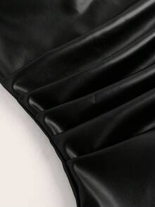 Auralis Áo ống gợi cảm bằng da PU co giãn màu đen dành cho nữ cỡ lớn, thời trang xuân hè, thoải mái, mặc hàng ngày, thích hợp cho mùa hè, phong cách Y2K, đi club, dự tiệc, lễ hội âm nhạc, hòa nhạc đồng quê. - màu đen - Xem 3