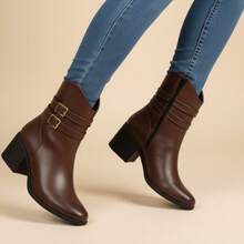 Women Ankle Boots & Booties - Chocolate Brown - View 3