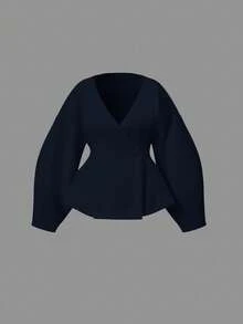 Siren Gaze Damen Einfarbige V-Ausschnitt Langarm Doppelreiher Lässig Jacke