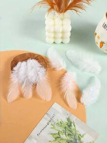 100根混色鹅毛，可用于手工制作、DIY圣诞装饰、天使翅膀和捕梦网制作、波西米亚风婚礼派对装饰、天然羽毛帽子制作、摄影道具、节日装饰品 - 彩色 - 查看 1