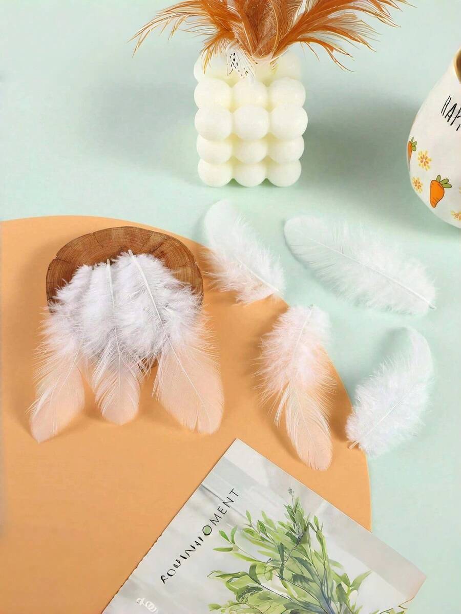 100根混色鹅毛，可用于手工制作、DIY圣诞装饰、天使翅膀和捕梦网制作、波西米亚风婚礼派对装饰、天然羽毛帽子制作、摄影道具、节日装饰品 - 彩色 - 查看 1