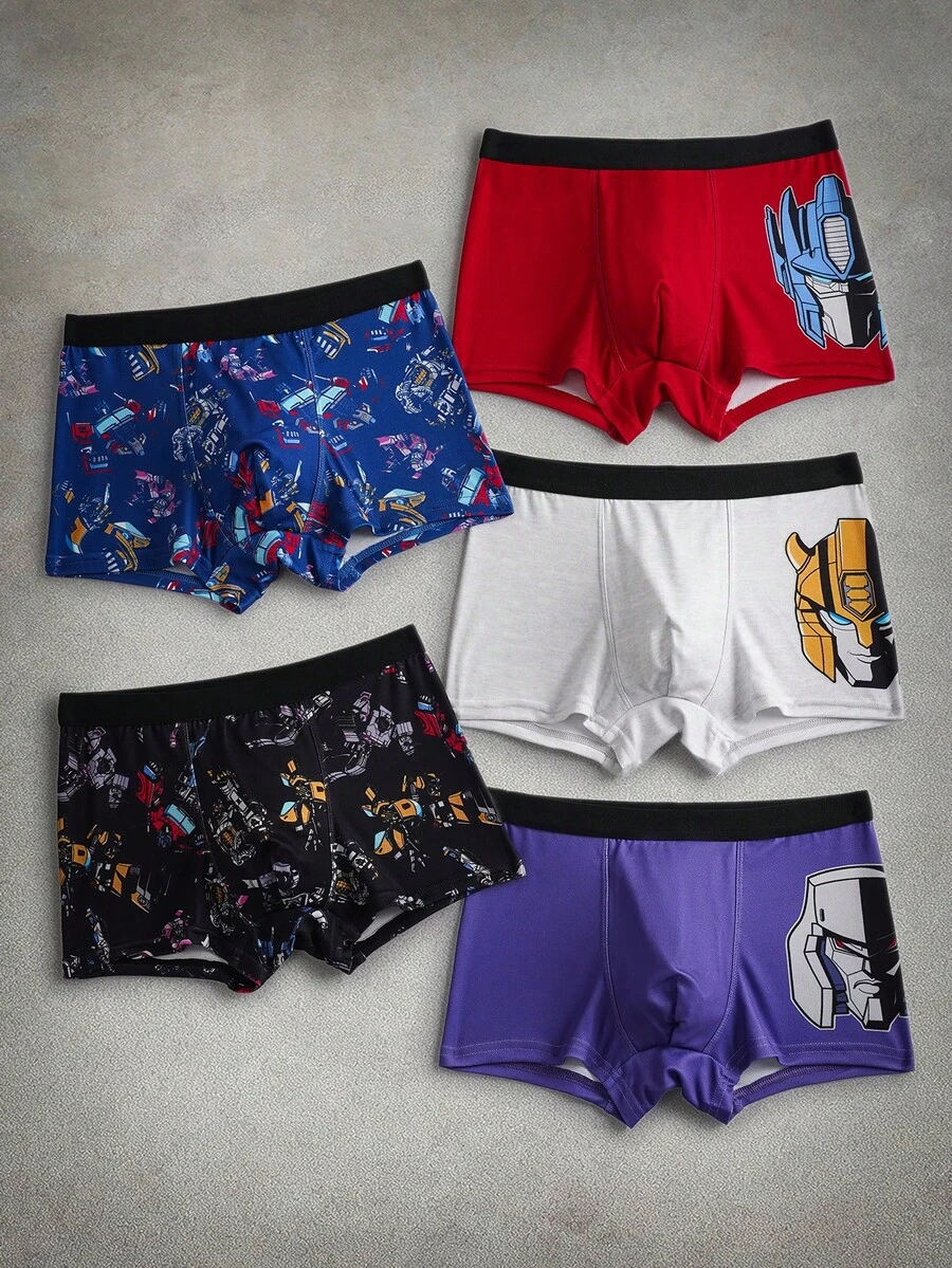 Transformers X SHEIN Tween Boy Soft Breathable Robot Print Trunks
