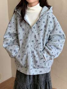 DAZY Tween Girls' Hooded Thermal Lined Knit Sweatshirt, Fall - Grey - View 1