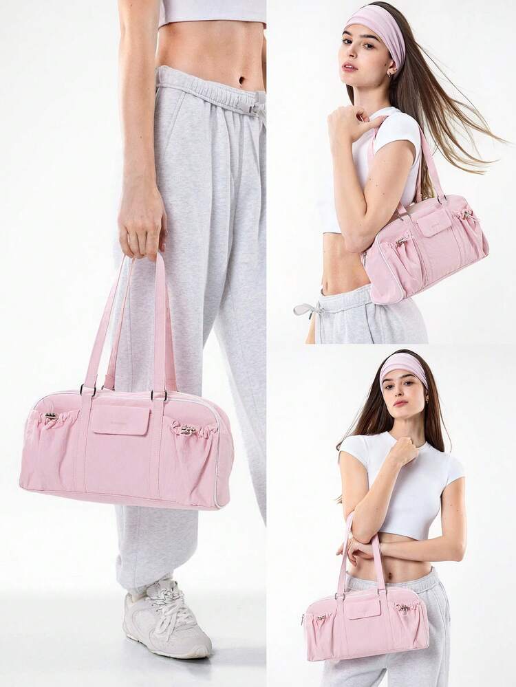 6L Hydro Hustle Water-Repellent Exterior Drawstring Snap Closure Zipper Flap Pockets Compartments Shoulder Duffle Bag Gym Studio Travel Vacation Holiday Daily Casual Wear