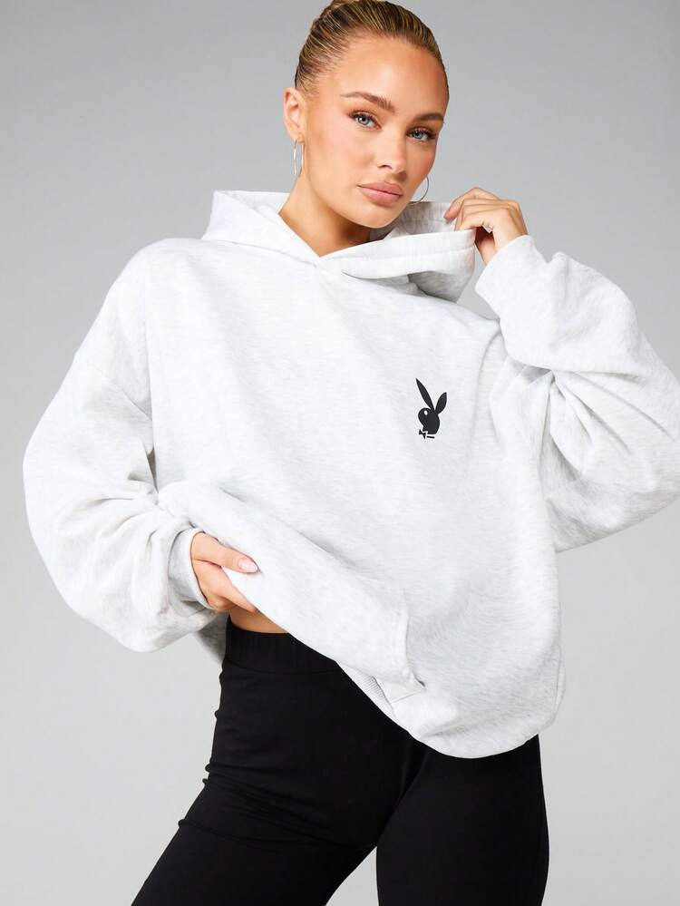 Missguided x Playboy Moletom Oversized com Estampa de Revista e Bolso Central para Estilo de Rua Casual