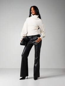 MISSGUIDED Chunky Funnel Neck Jumper With Ribbed Waist Detail Winter Knitwear Sweater - White - View 4