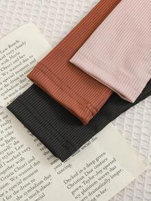 SHEIN 3pcs Toddler Boys' Casual Comfortable Brown Knitted Bottoms Set, Autumn/Winter - Multicolor - View 4