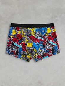 Transformers X SHEIN Men's Comfortable Soft Breathable Robot Printed Boxer Briefs - Black - View 2