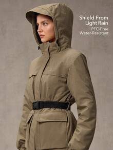 OutZeal Ski Jacket Women Outdoor Jackets Winter Skiing Hiking Thermal Quilted Lined Windproof Water-Resistant Outdoor Tops - Khaki - View 3