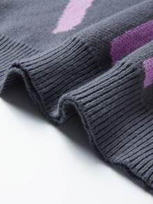 Manfinity Roghcode Áo khoác cardigan dệt kim dài tay, cài khuy đơn họa tiết chữ dành cho nam, mùa thu/đông - Màu tím - Xem 6