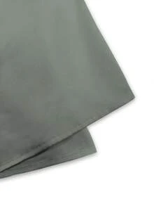 Franclia 女士优雅褶皱珍珠纽扣短袖荷叶领修身衬衫 - 霧霾藍 - 查看 4