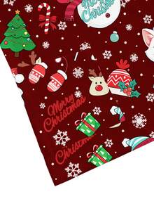 PopScrub 圣诞V领短袖双口袋可爱姜饼人、小猫、驯鹿、手套、儿童、圣诞帽、圣诞树、雪花、卡通印花护士/医生制服上衣/检查手术服/纯色宠物美容工作服上衣/营养师工作服短袖/实验室工作服，多口袋功能性工作服，女士节日功能性圣诞衬衫，圣诞装饰，可爱，欢乐 - 酒紅色 - 查看 4