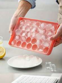 Khay làm đá bằng nhựa, có thể làm được 33 viên đá, thích hợp cho quán bar, gia đình và các loại đồ uống lạnh tự chế, khay/xô đá mùa hè, và dùng cho cốc, xô và khay đựng đồ uống mùa hè. - trái cam - Xem 4