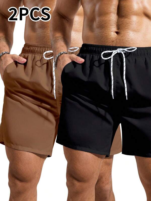 Manfinity Swimmode Pantalones cortos de playa casuales de unicolor para hombres
