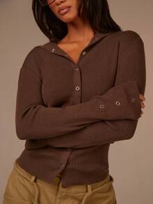 Athîral Cardigan col roulé décontracté pour femmes - Gris - Voir 5