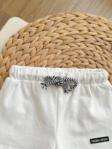 Newborn Boys' Decorative Patchwork Drawstring Waistband Casual Shorts 3pcs Set - Multicolor - View 11