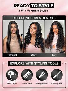 All Ready Wig 棕褐色混色 13x4 蕾丝前额假发，预处理蕾丝前额蓬松波浪卷发，100% 真人发假发，带隐形抽绳，修饰脸型，层次分明，易于佩戴，适合所有头围，透明蕾丝可染色，9AM Hair 出品 - S4 - 查看 7