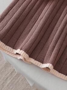 Elladie kids 女童休闲长袖毛衣上衣和裙子套装（2件套），大码 - 杏色 - 查看 5