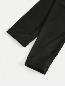 Pitira 少女黑色修身网纱拼接天鹅绒雪花迷你派对连衣裙，优雅天鹅绒连衣裙 - 黑色 - 查看 4