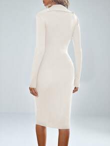 Aveloria Modichic Vintage Ladylike Button Decor Slim Fit Long Sleeve Sweater Dress 