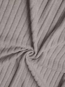 Rosumi Đầm suông rộng tay dài cổ tròn họa tiết gân cho nữ cỡ lớn - Xám - Xem 11