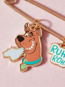 SCOOBY-DOO X SHEIN 女士时尚可爱卡通狗胸针 - 金色 - 查看 3