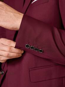 男士三件套西装：时尚长袖西装外套、马甲和西裤，适合婚礼、派对等场合，亦可搭配正装裤，打造春夏优雅造型。 - 酒紅色 - 查看 10