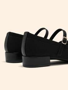 CUCCOO BASICS Women's Casual Buckle Design Versatile Chunky Heel Loafers For Christmas - Black - View 5