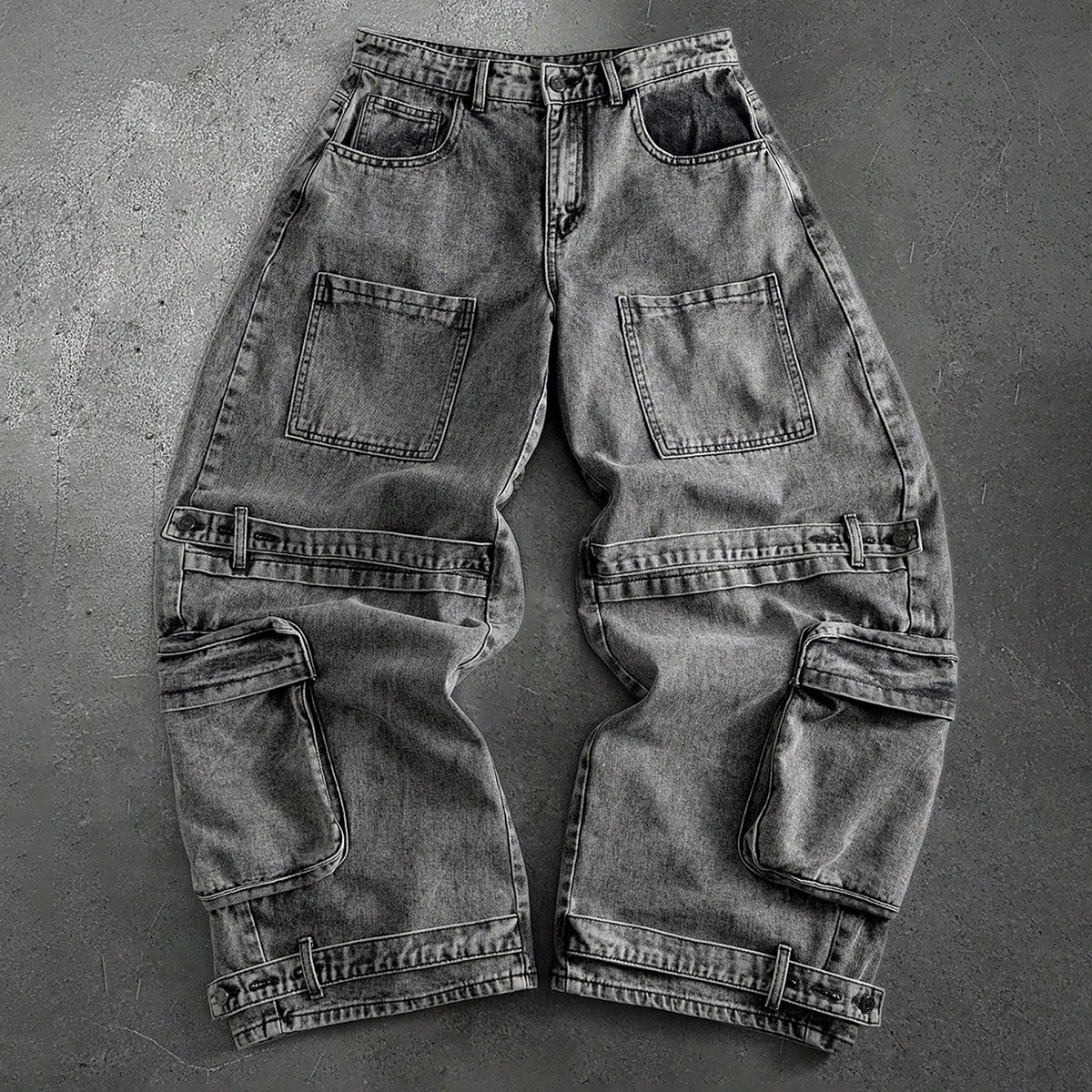 Jeans holgados con bolsillos cargo para hombres