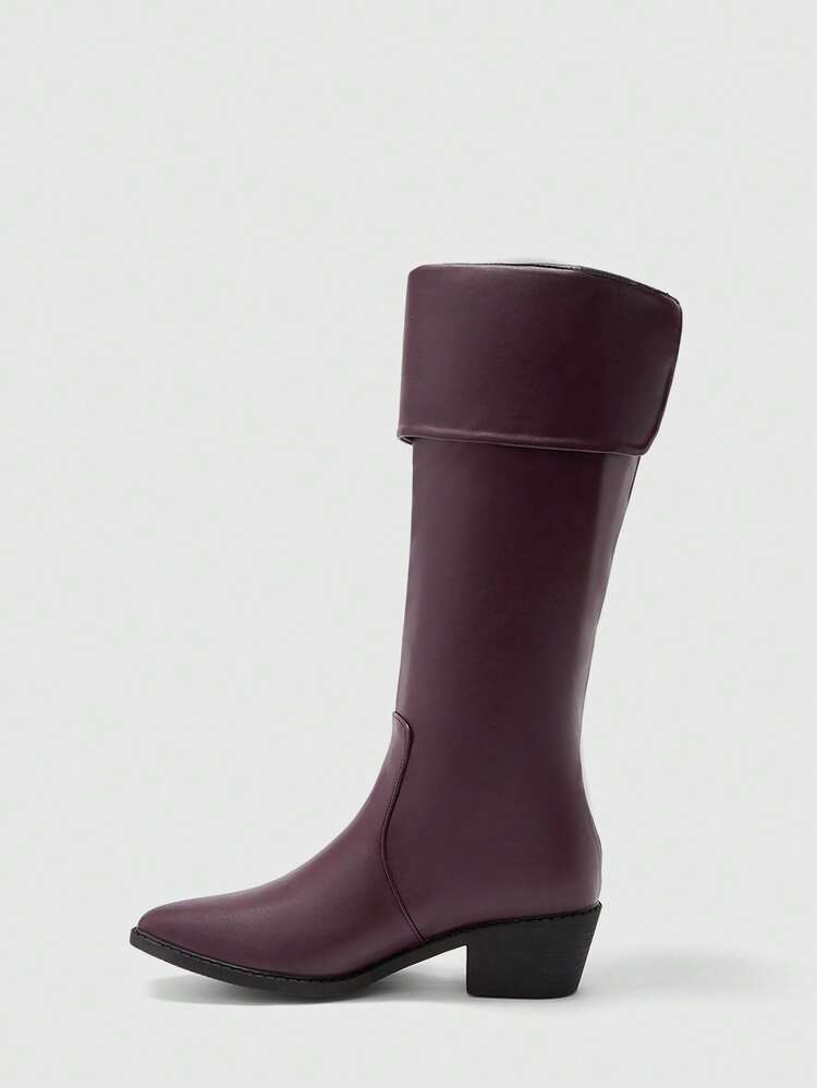 CUCCOO BIZCHIC 女性用 尖った つま先 厚底ヒール ビンテージ エレガント フェイクレザー ニーハイブーツ、通勤、ショッピング、旅行、ハロウィン、クリスマスに適しています