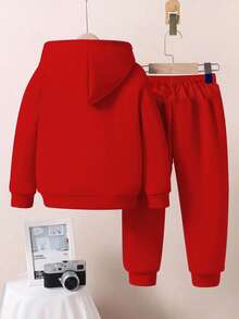 SHEIN 2pcs/Set Young Boys Loose Casual Comfortable Long Sleeve Hoodie Sweatshirt Set