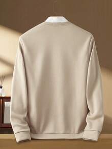 Manfinity BRENVOR Men's Letter Graphic Crew Neck Long Sleeve Casual Knit Sweatshirt, Couple Things - Camel - View 2