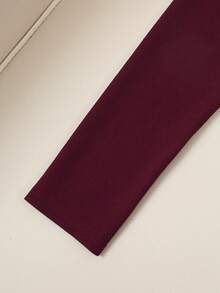 SHEIN Franclia 女式优雅对比佩斯利印花领结长袖连衣裙（配腰带） - 紫色 - 查看 3