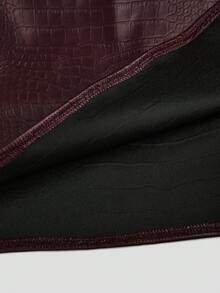 Sweetra Váy ôm sát cơ thể mini họa tiết da rắn thanh lịch gợi cảm dành cho nữ cỡ lớn có xẻ tà bên hông, thích hợp cho hộp đêm và biểu diễn - Màu Đỏ Sâu - Xem 7