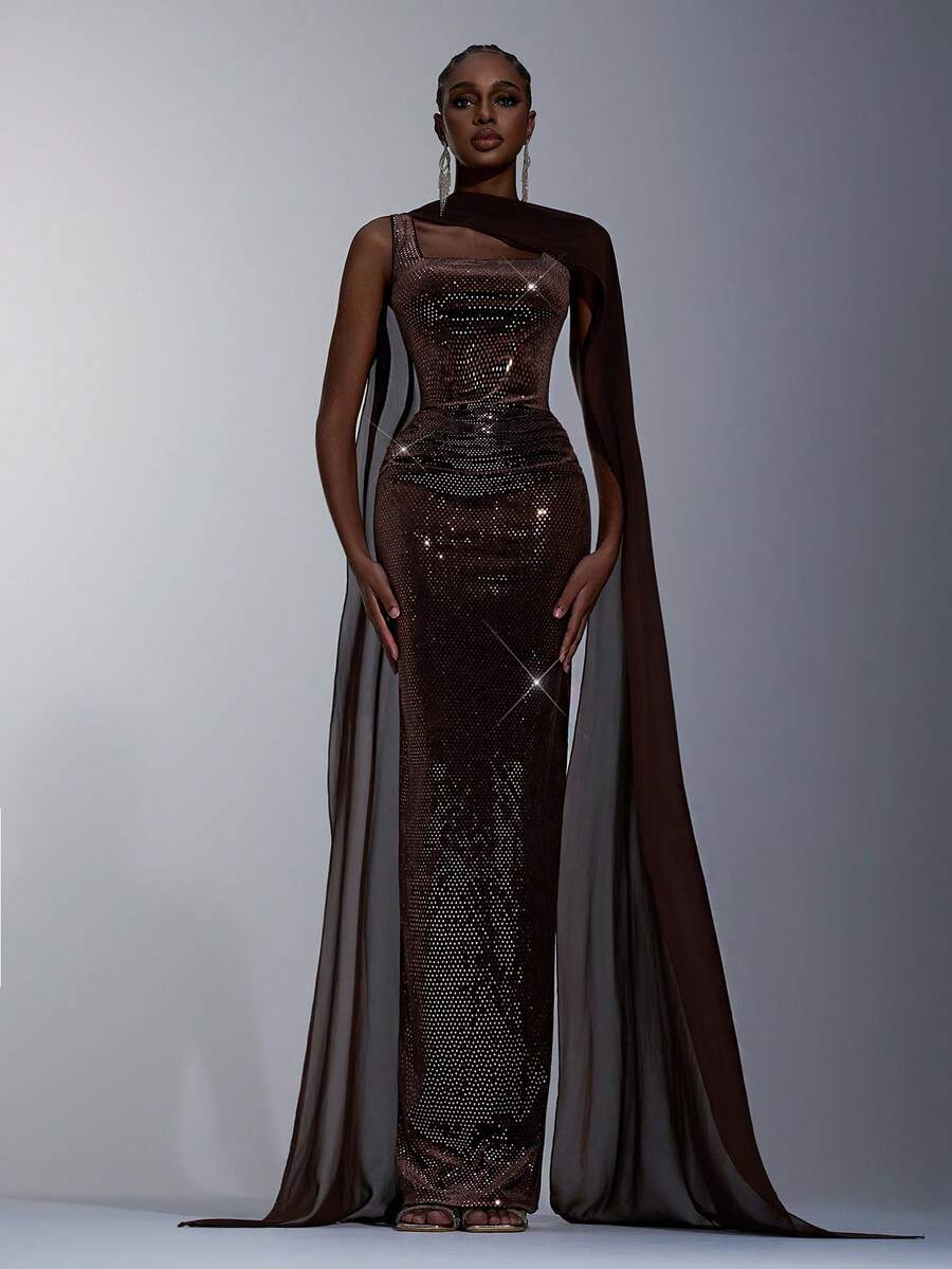 Elitara 2 chiếc váy dài đuôi cá lưng thấp bằng nhung không dây thanh lịch có tua rua trang trí bằng kim loại, thích hợp cho các buổi hẹn hò, kỳ nghỉ, tiệc độc thân, đám cưới, đi chơi, trà chiều, tiệc dành cho phụ nữ và các dịp khác