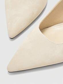 CUCCOO BIZCHIC 女士杏色尖头高跟鞋，新款法式细跟露跟鞋，性感低帮露跟凉鞋 - 杏色 - 查看 8