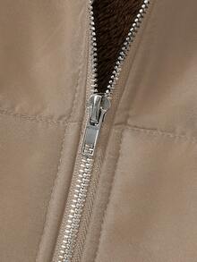 EMERY ROSE Sudadera con capucha forrada térmicamente de talla grande, otoño/invierno - Caqui - Ver 3