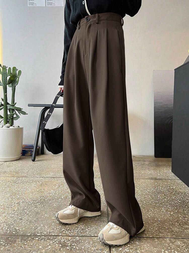 Women's Tall/Long Length Loose Pleated Straight Leg Casual Pants