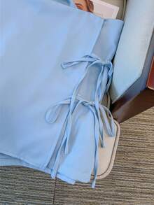 SHEIN CURVE+ 大码女式纯色吊带无袖系带上衣和短裤套装